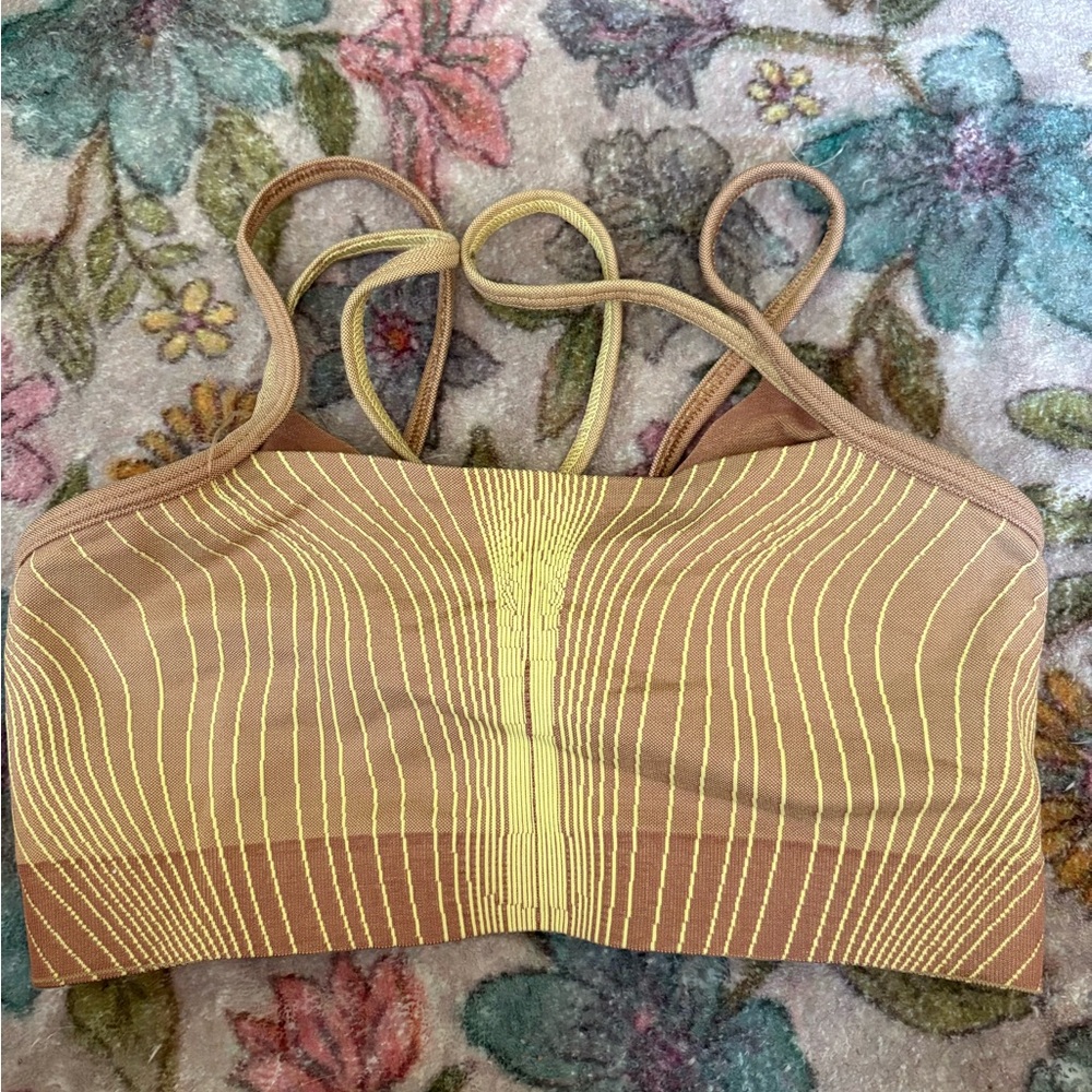 Nike Tan and Yellow Dri-FIT Sports Bra